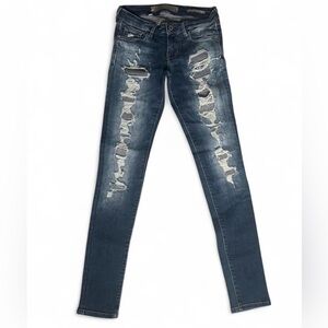 Guess Dark Blue Distressed Skinny Jeans